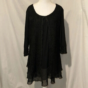 women's black sequin Adorn long sleeve tunic size 1xl